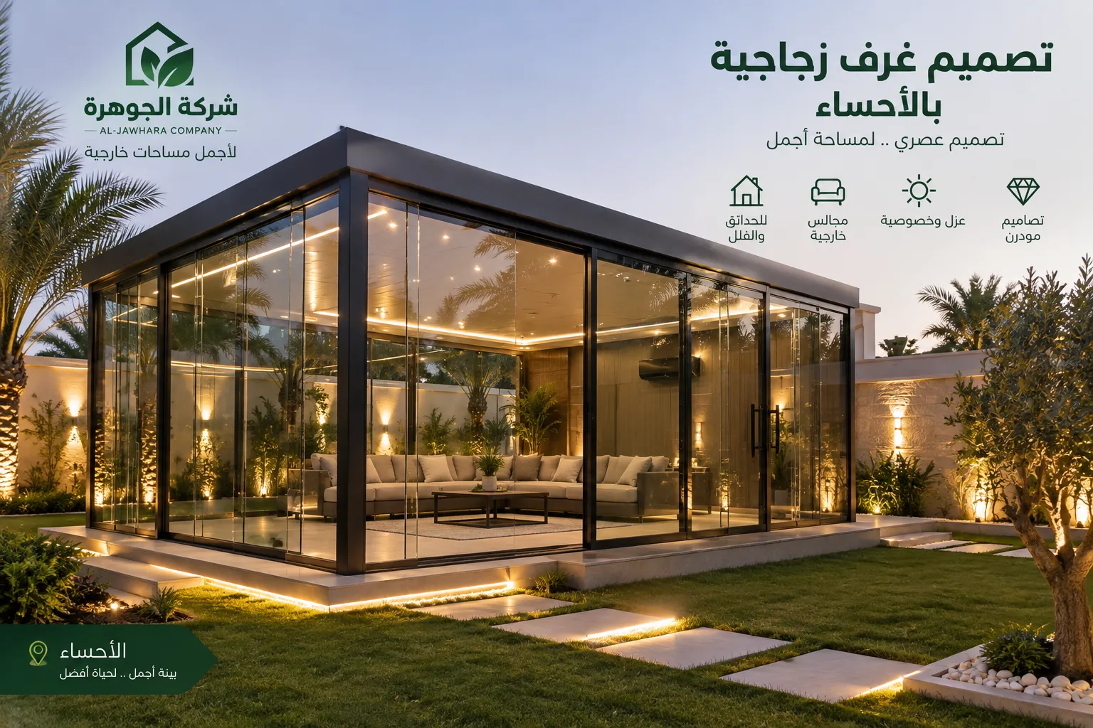 شركة تصميم غرف زجاجية بالأحساء 0566848532