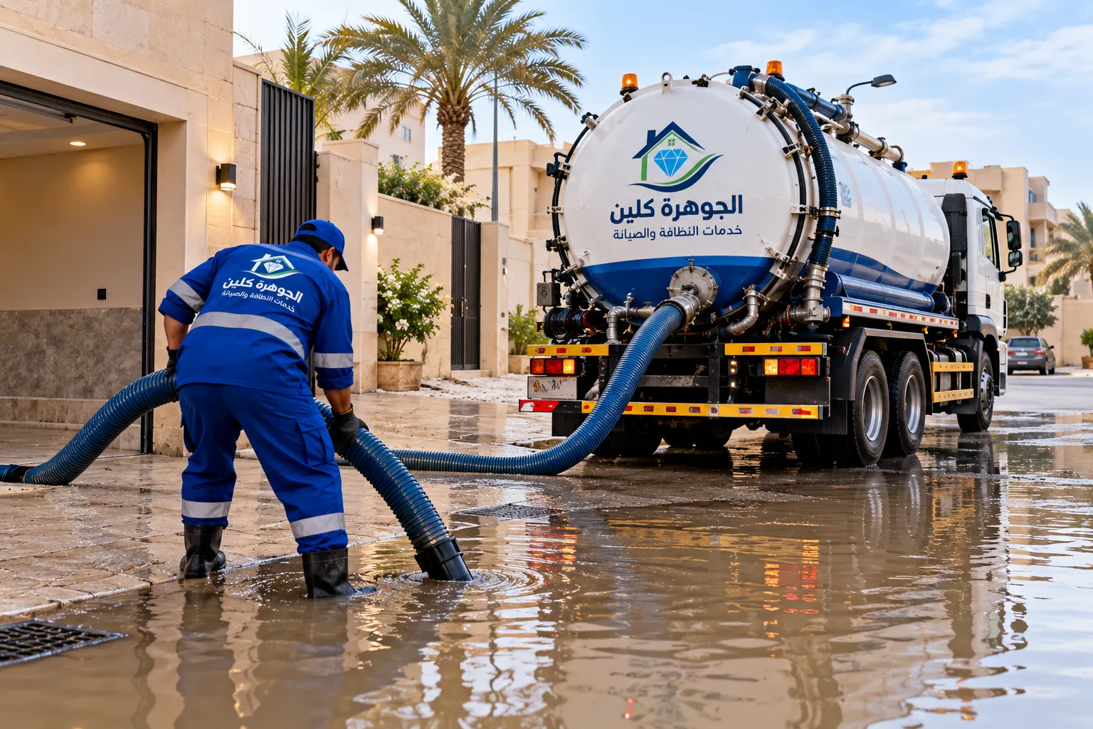 سحب مياه الأمطار بجدة سحب مياه الأمطار من مداخل البدرومات ومواقف السيارات بجدة