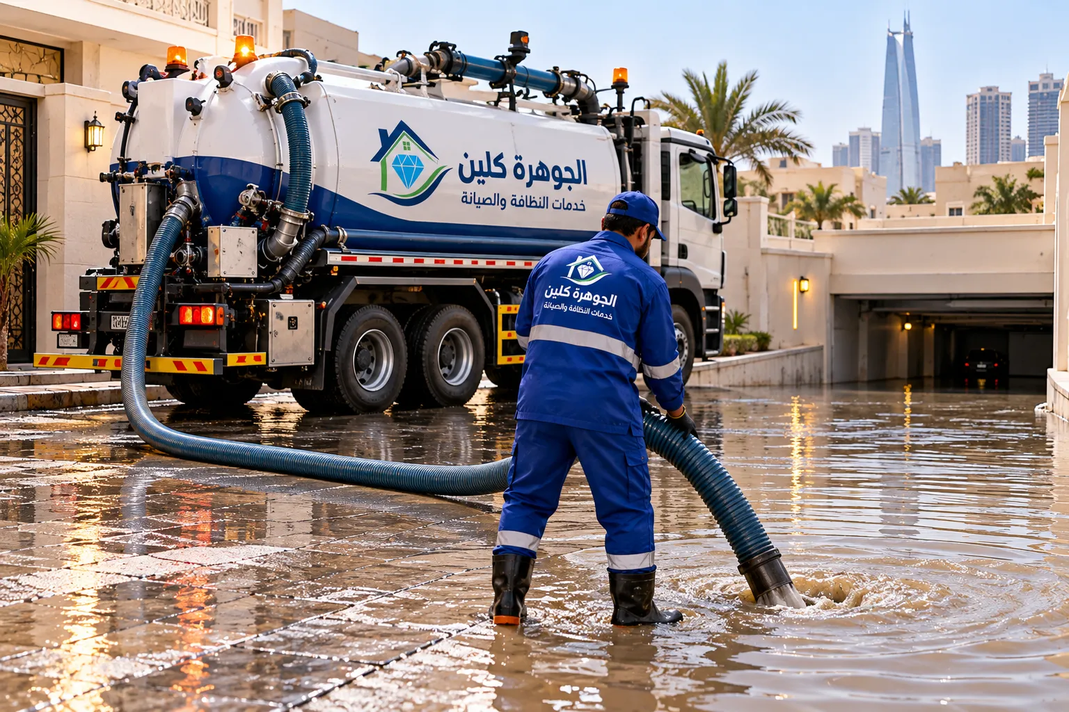 سحب مياه الأمطار بجدة شفط مياه الأمطار المتراكمة في أحواش المنازل والفلل بجدة