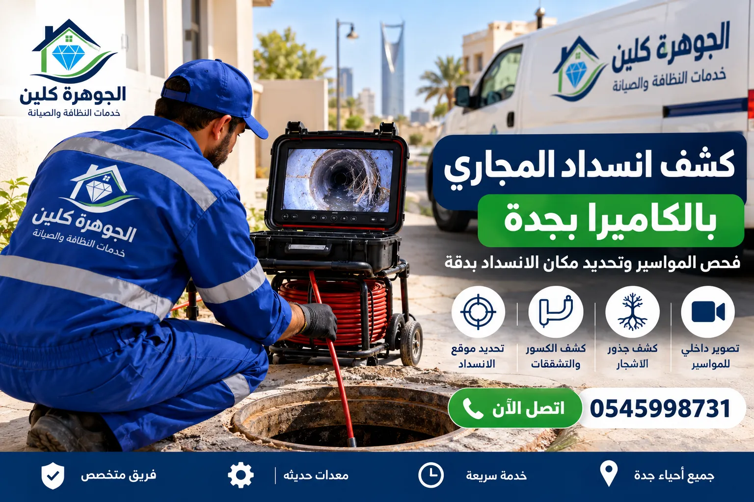 كشف انسداد المجاري بالكاميرا بجدة